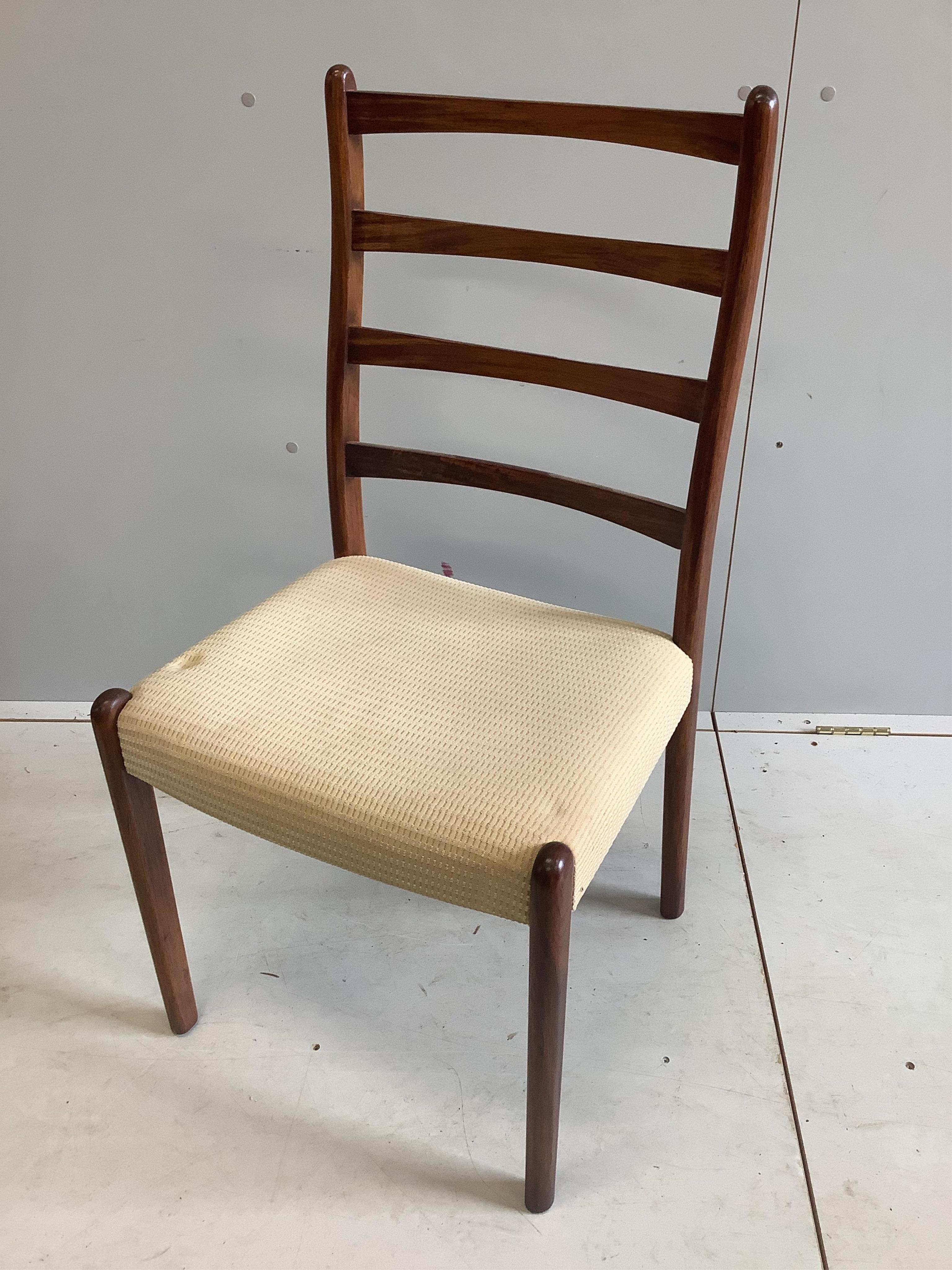 A set of six mid century Aphromosa dining chairs, width 49cm, depth 46cm, height 96cm. Condition - good